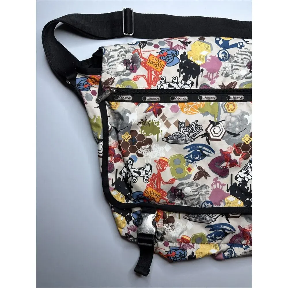 LeSportSac Large Messenger Weekender Bag California Rare Design Cartoon Pasta